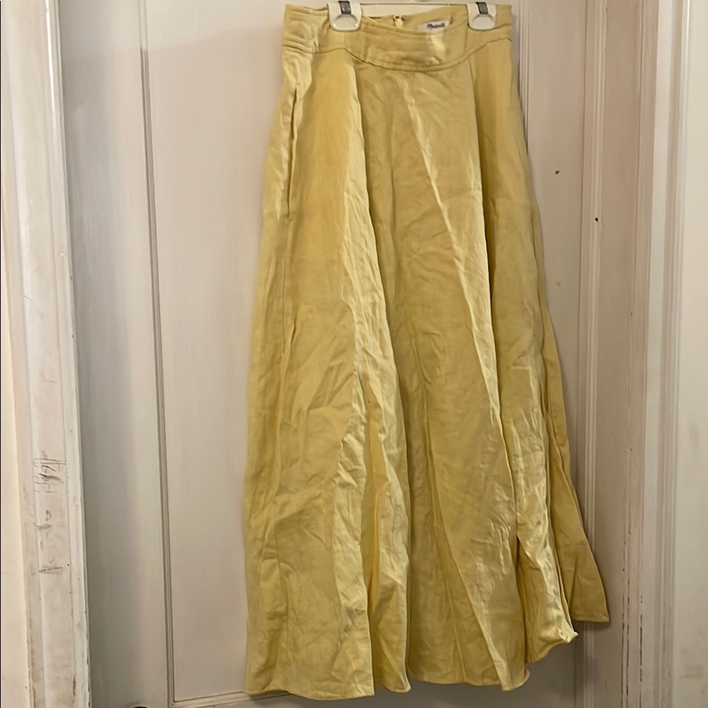 NWT Madewell Butter Yellow Linen Maxi Skirt A-Line